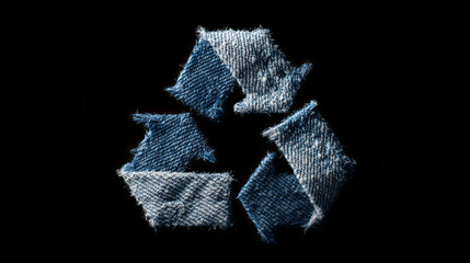 Denim fabric recycling symbol for sustainable environment. powerful concept for eco friendly awareness and reuse