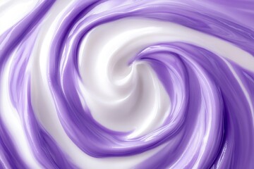 Swirling purple and white cream texture in close-up