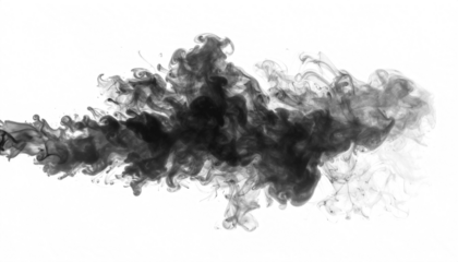 PNG black smoke shaping a misty flame with flickering edges, perfect for abstract