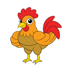 Cartoon muscular rooster character, Muscular rooster mascot logo, Muscular cartoon rooster vector cartoon illustration