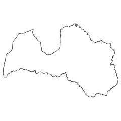 Latvia country outline map silhouette, Latvia border shape