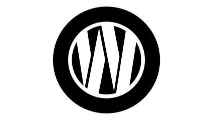 W geometric logo, black isolated silhouette