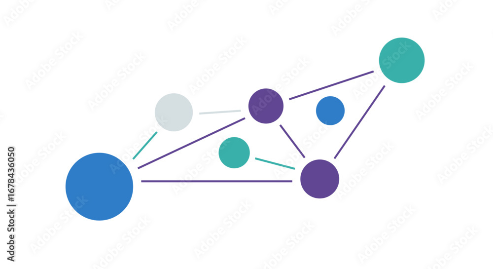 Aufkleber abstract geometric network with connected circles on white background