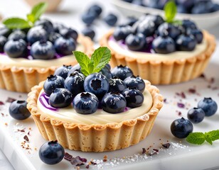 Tartelettes with blueberry mousse and white chocolate