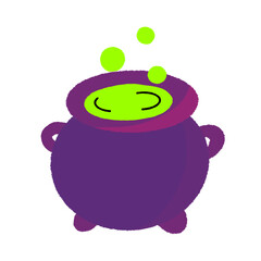Halloween Cauldron cartoon. Transparent background characters and icons.
