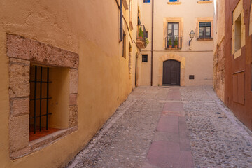 Beautiful street of the village of Altafulla in the Golden Coast in the Tarragona province. Spain.