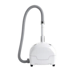 Compact White and Grey Vacuum Cleaner with Flexible Hose