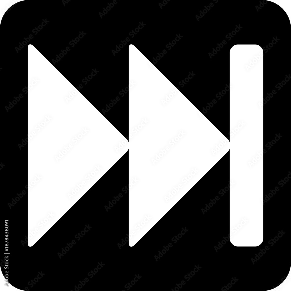 Poster fast forward double arrows icon for media player