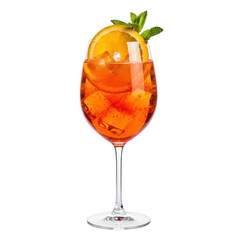 Refreshing aperol spritz cocktail with orange slice and mint garnish