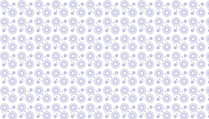Seamless Blue Floral Mandala Pattern on White Background