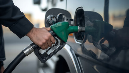 Man fueling a large truck