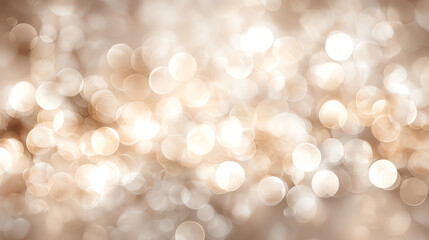 Fototapeta premium Soft golden bokeh lights create a warm, dreamy, and festive abstract background with blurred circular highlights and shimmering glow