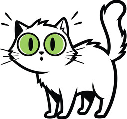 Surprised white cat wide eyes cartoon vector illustration vector
