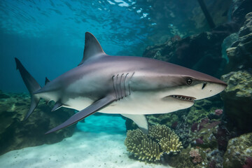 Majestic Caribbean Reef Shark: Underwater Elegance © Muntaha Studio
