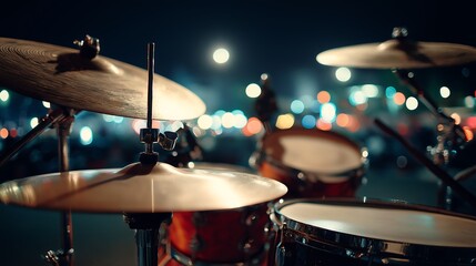 Drum set in concert hall