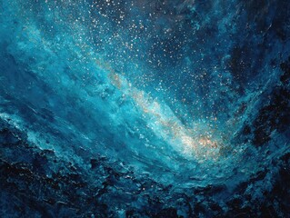 Fototapeta premium Deep teal abstract art with gold specks