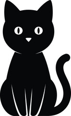 Cute black cat sitting cute animal pet feline domestic isolated vector