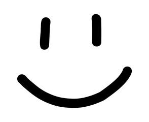 Hand-drawn doodle simple smiley face icon cute sketch symbol of happiness and friendliness isolated on white background for journals and creative projects.