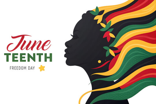 Juneteenth freedom day celebration with woman silhouette on transparent background