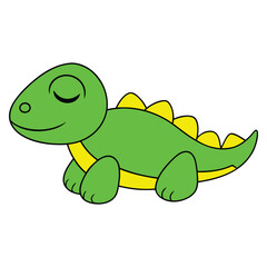 Fototapeta premium Lazy Dinosaur Vector Illustration Art