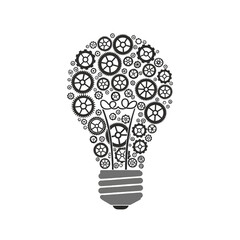 Light Bulb Made of Gears on a White Background Depicting an Idea Innovation Concept Illustration