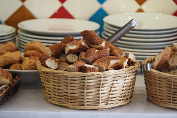 Freshly baked bread selection at a local bakery