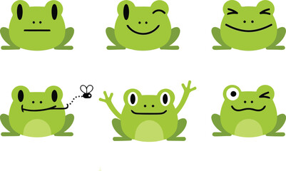 Cute cartoon frogs with various funny expressions and actions isolated vector