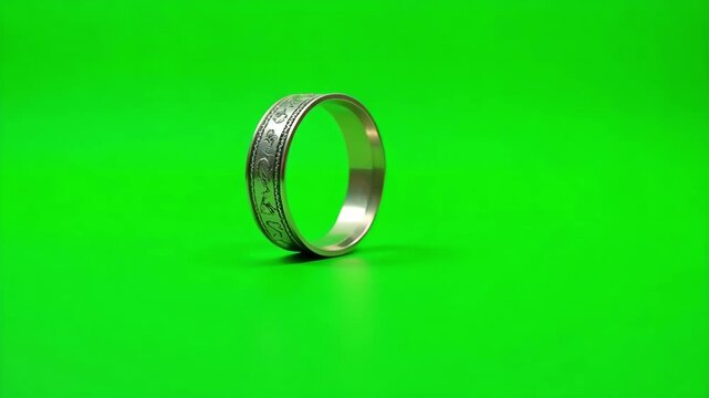silver ring on green background