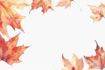 Maple leaf frame watercolor backgrounds plant tree.