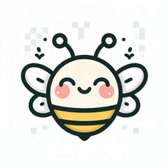 Adorable cartoon bee with a cheerful smile and cute wings.