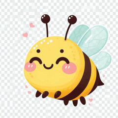 Cute cartoon bee with happy face and wings.