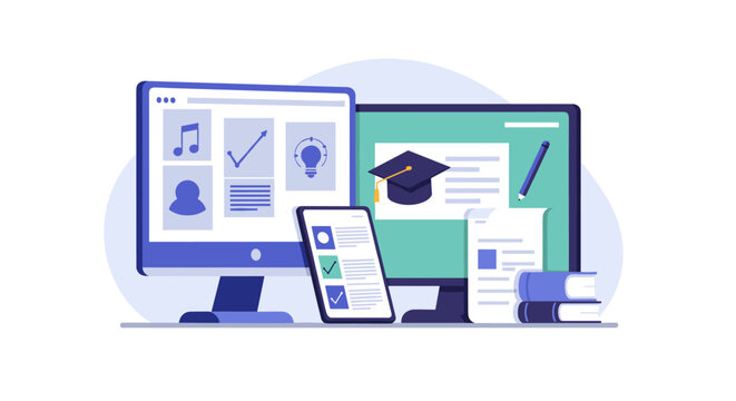 Digital learning environment with computers and educational materials