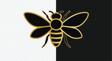 Elegant golden bee illustration with detailed wings and body design.