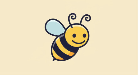 Smiling Cartoon Bee Illustration.