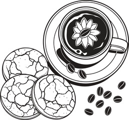 Abstract vector illustration of a seamless black and white floral pattern with ornate vintage rose and leaf ornaments