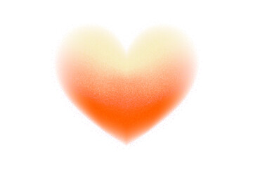 Orange abstract hearts with smooth colour transitions and trendy Y2K aesthetics. Grainy, noise vector shapes blurred with a light, airy aura.