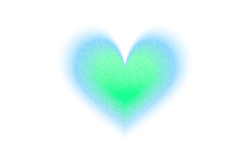 Green abstract heart shape with gradient and blur effects  for modern graphic or retro design in the Y2K style. Vector illustration isolated on a white background