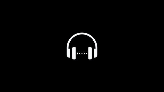  Dynamic headphone icon with sound waveform motion graphic animation on transparent background