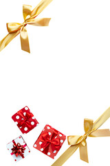 Png 3d illustration of festive gifts with ribbons and bows isolated on transparent background transparent background