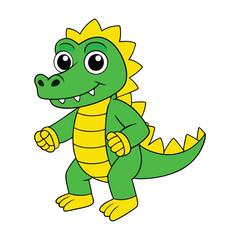 A cartoon alligator in a karate uniform, Funny alligator cartoon characters wearing karate uniform