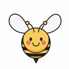 Cheerful cartoon bee with a big smile and ready to fly around.