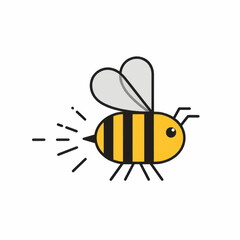 Cute cartoon bee flying with motion lines 1.