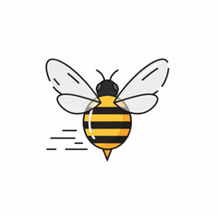Stylized cartoon honey bee flying with speed lines vector illustration.