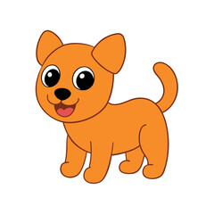 Fototapeta premium Cute cartoon puppy happily wagging tail in bright playful artwork Vector illustration