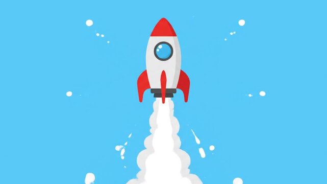 A clean, minimalist, and dynamic 2D motion graphics animation that visually represents the process of innovation, from idea to launch. 