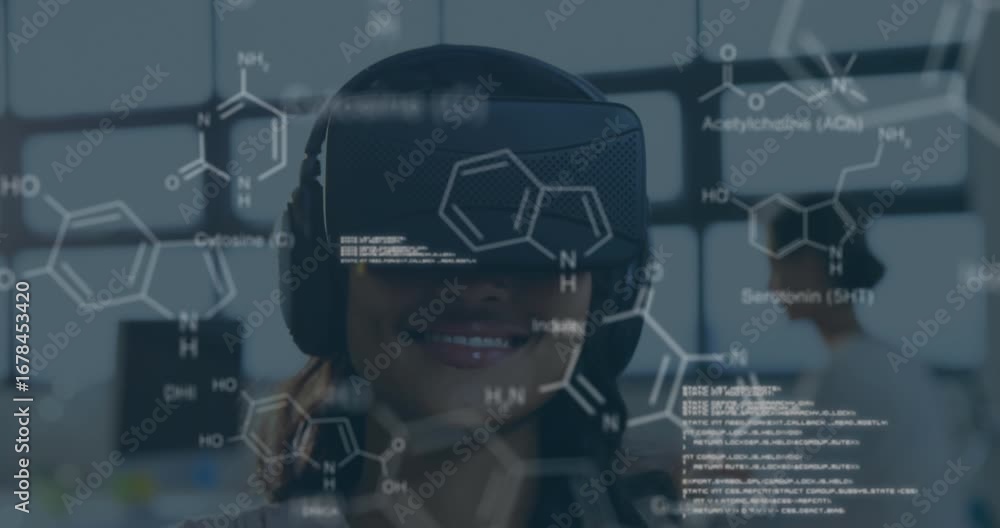 Poster animation of rotating human brain of brain of network of connections over computer