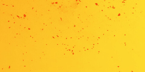 Abstract pattern with a bright yellow background and scattered red-orange splashes of varying sizes and shapes.