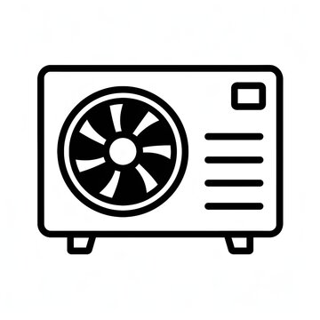 Minimalist Line Drawing of a Heat Pump (W&auml;rmepumpe) &ndash; HVAC System Icon