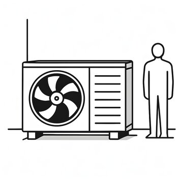 HVAC System Icon - Minimalist Drawing of a Heat Pump (W&auml;rmepumpe)