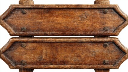 Two weathered wooden signs, overlapping